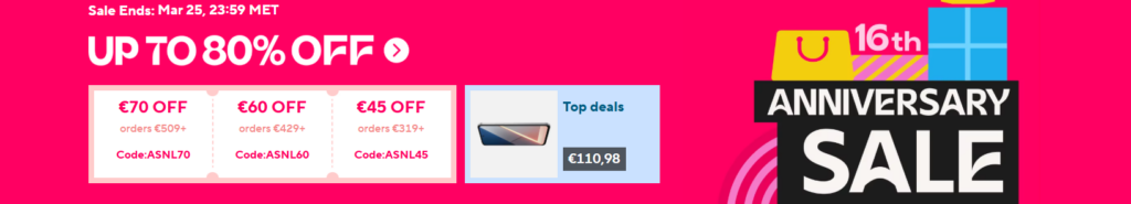 Aliexpress coupons Maart 2026