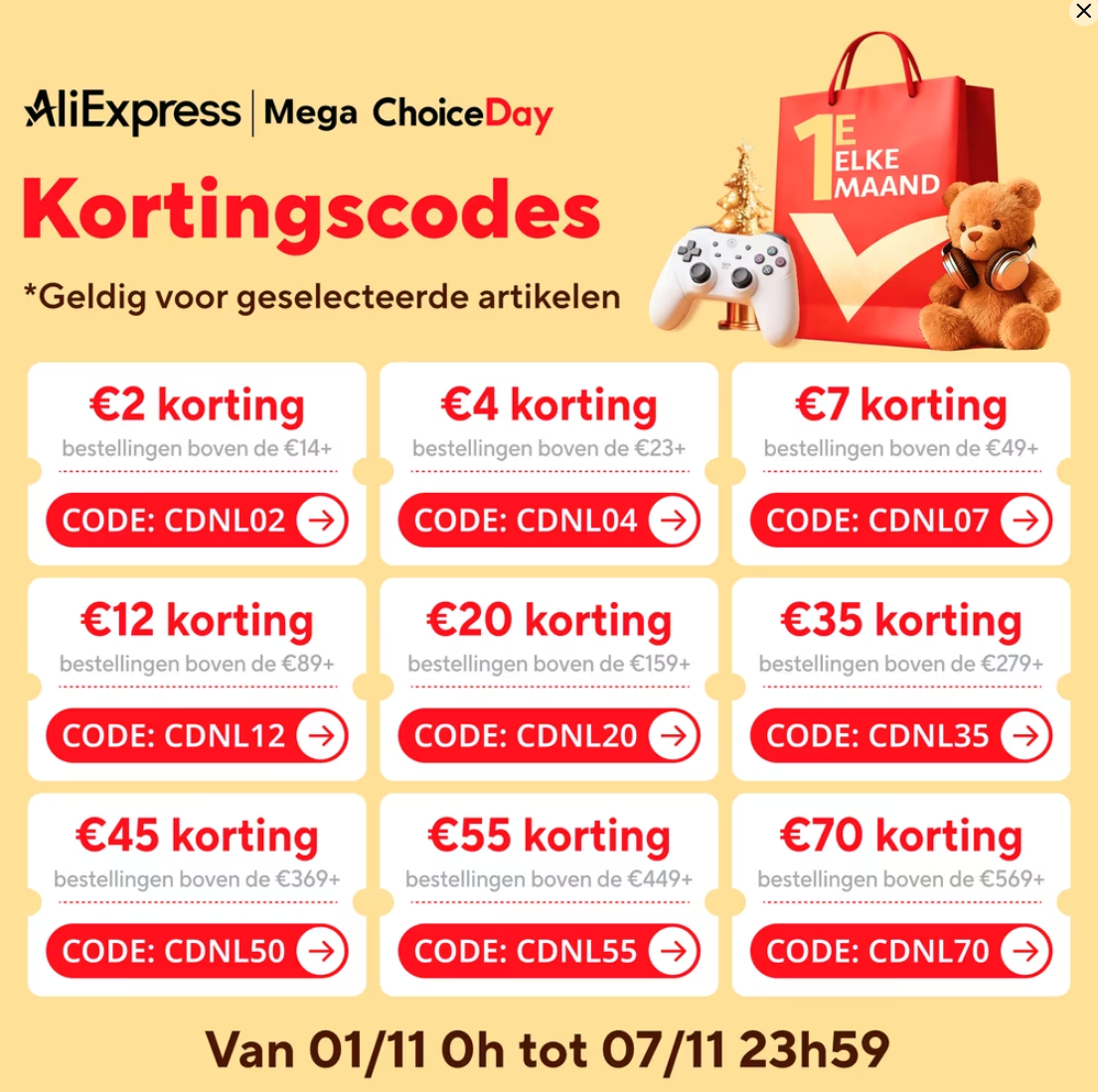 Aliexpress november couponcode kortingscode Coupon