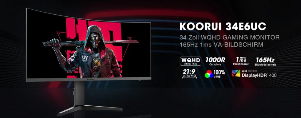 KOORUI 34 inch Curved Gaming Monitor