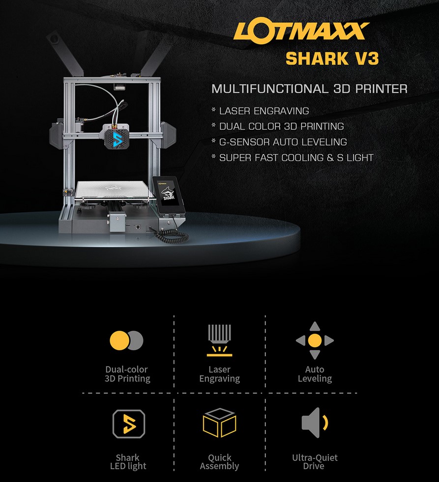 LOTMAXX Shark V3 3D Printer Laser Engraver